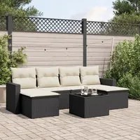 Set Divani da Giardino con Cuscini 7pz Nero Polyrattancod mxl 91840