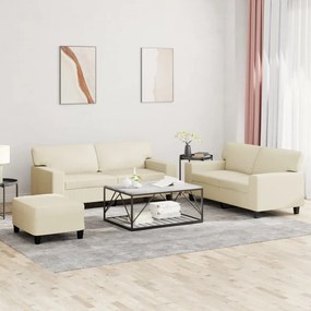 Set Di Divani 3 Pz Crema İn Similpelle /