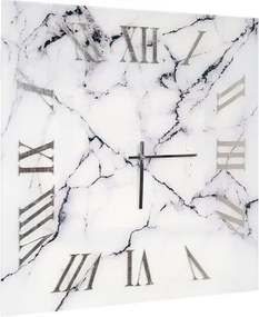 Orologio quadrato 65x65 cm in vetro temperato effetto marmo Bianco e Nero - OMIZ