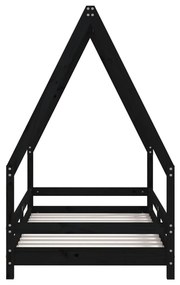 Giroletto per bambini nero 80x160 cm in legno massello di pino