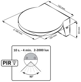 LED Applique da esterno con sensore TESA LED/10W/230V IP54 nero
