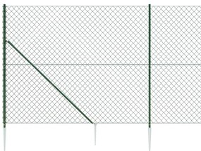 Recinzione a Rete con Picchetti Ancoraggio Verde 0,8x25 m