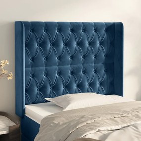 Testiera Ad Orecchio Blu Scuro 93x16x118/128 Cm İn Velluto /