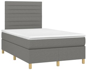 Letto a Molle Materasso e LED Grigio Scuro 120x190cm in Tessuto