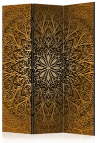 Paravento Cerchio sacro - mandala orientale marrone con pattern geometrici