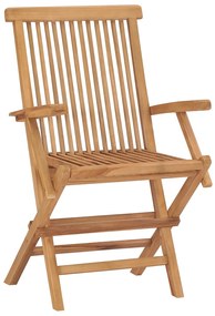 Sedie da giardino 2 pz cuscini bianco crema in massello di teak