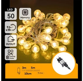 Aigostar - Catena LED natalizia da esterno 50xLED/8 funzioni 8m IP44 bianco caldo