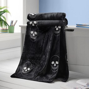 Coperta per bambini grigio scuro in micropile 130x170 cm Skulls – Catherine Lansfield