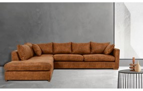 Divano angolare in similpelle marrone cognac (angolo sinistro) Hamburg - Scandic