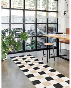 Passatoia da interno/esterno nera/color crema 70x240 cm Pix Black Vanilla – Pappelina