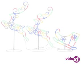 vidaXL Decorazione Slitta Renne in Acrilico 260x21x87 cm Colorata
