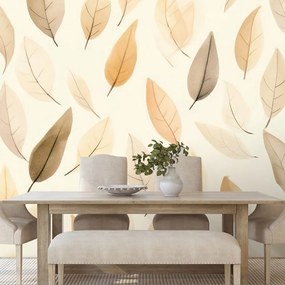 Carta da parati autoadesiva – Foglie beige delicate