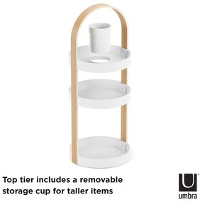 Organizer da bagno in legno in colore bianco e naturale Bellwood - Umbra