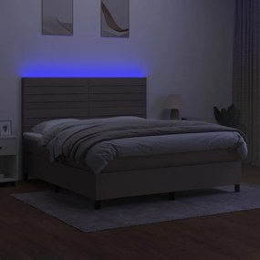 Letto a molle con materasso e led tortora 180x200 cm in tessuto