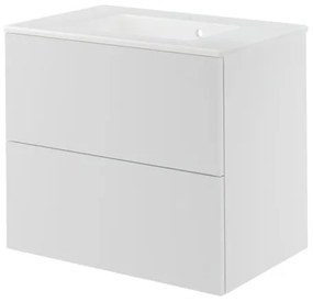 Mobile da bagno sotto lavabo Neo bianco laccato L 75 x H 64 x P 48 cm 2 cassetti, lavabo non incluso