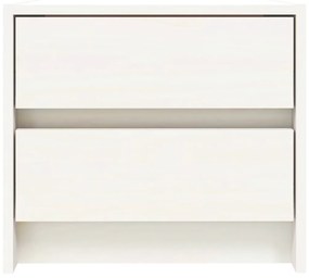 Comodino Bianco 40x31x35,5 cm in Legno Massello di Pino