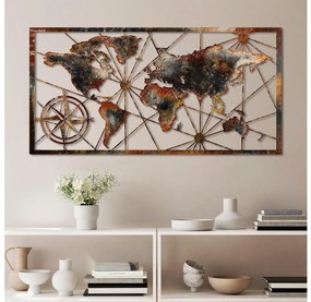 Decorazione da muro 120x60 cm world mappa metallo