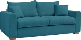 Divano blu allungabile con rivestimento in velluto a coste 225 cm Augustin – Bobochic Paris