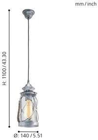 Eglo 49214 - Lampadario BRADFORD 1xE27/60W/230V