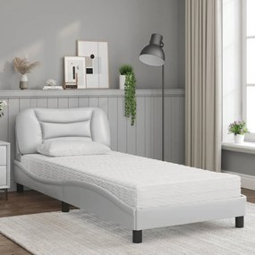 Letto con materasso bianco 90x190 cm in similpelle