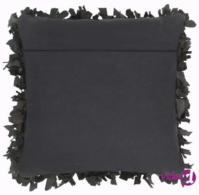 vidaXL Cuscini 2 pz Shaggy Neri 45x45 cm in Pelle e Cotone
