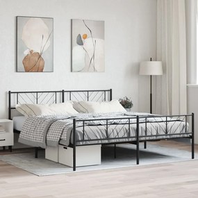 Giroletto Con Testiera E Pediera Metallo Nero 200x200 Cm /