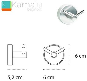 Kamalu - appendino bagno doppio gancio colore bianco in acciaio linea kaman lefo-10