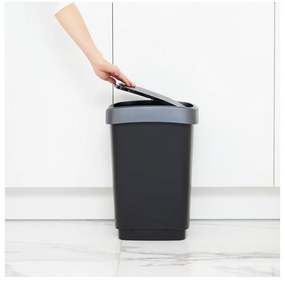 Cestino in plastica riciclata argento-nero 10 l Twist - Rotho