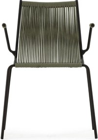 Sedie da pranzo in set verdi in metallo con braccioli/impilabili 2 pz Emily – Marckeric