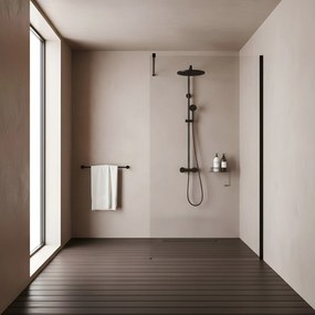 Parete doccia Rea Flexi Transparent / Black 90