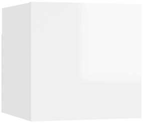 Comodino bianco lucido 30,5x30x30 cm in truciolato