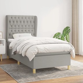 Giroletto A Molle Con Materasso Grigio Chiaro 90x200 Cm Tessuto /