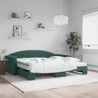 Divano Letto Estraibile Materassi Verde Scuro 100x200 Velluto 3197334