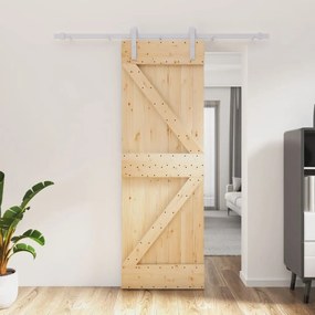 Porta Scorrevole Con Set Hardware 70x210 Cm Legno Massello Pino /