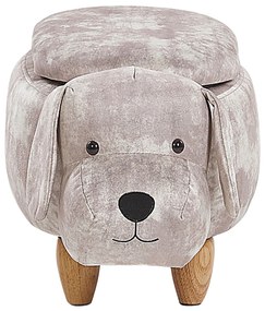Pouf animaletto in velluto beige DOGGY Beliani