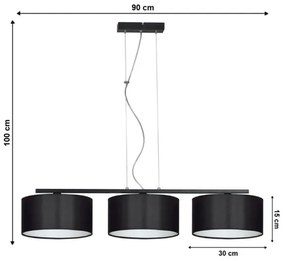 Lampadario a sospensione con filo ASTRA 3xE27/60W/230V nero