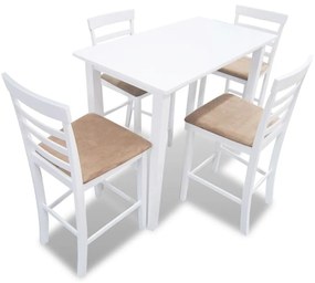 Set tavolo da bar in legno bianco e 4 sedie da bar
