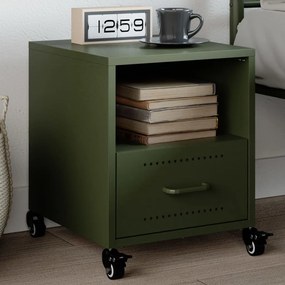 Comodino Verde Oliva 36x39x43,5 Cm İn Acciaio /