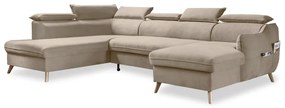 Divano letto angolare in velluto beige a "U" (angolo sinistro) Sweet Harmony - Miuform