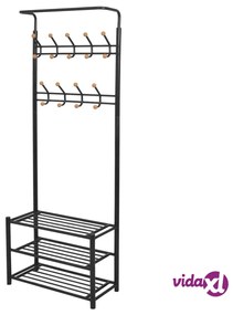 vidaXL Appendiabiti con Deposito per Scarpe 68x32x182,5 cm Nero