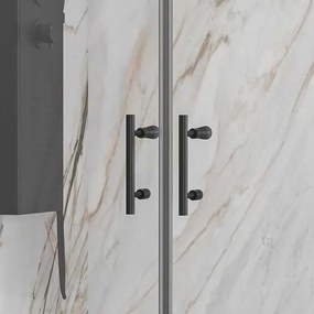 Kamalu - Box doccia 90x115 nero apertura saloon altezza 200h | KS2800AS