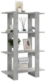Libreria/divisorio grigio cemento 80x30x123,5 cm