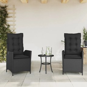 Sedie reclinabili da giardino 2 pz con cuscini nero polyrattan