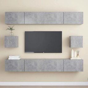 Set Di Mobili Porta Tv 6 Pz Grigio Cemento İn Legno Multistrato /