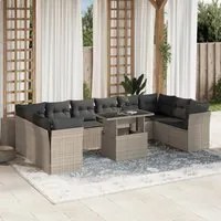 Set Divani da Giardino 11 pz con Cuscini in Polyrattan Grigio 3266862