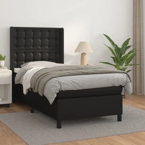 Giroletto A Molle Con Materasso Nero 90x190 Cm İn Similpelle /