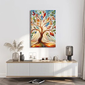 Quadro su tela – Albero della vita con foglie multicolori