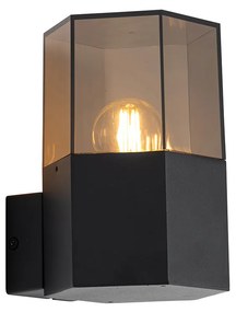 Lampada da parete per esterni nera con vetro fumé esagonale IP44 - Denmark