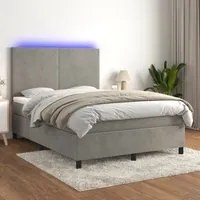 Letto a Molle Materasso e LED Grigio Chiaro 140x200 cm Vellutocod mxl 99600