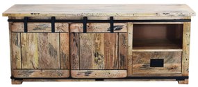 BEILY - porta tv legno di mango con 2 ante scorrevoli